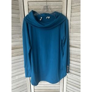 Soft Surroundings Tunic Women’s Small Blue Royal Cowl Neck Lounge Stretch Snap
